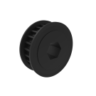24T x 9mm Wide Double Flange Aluminum Pulley (HTD 5mm, 1/2” Hex Bore)