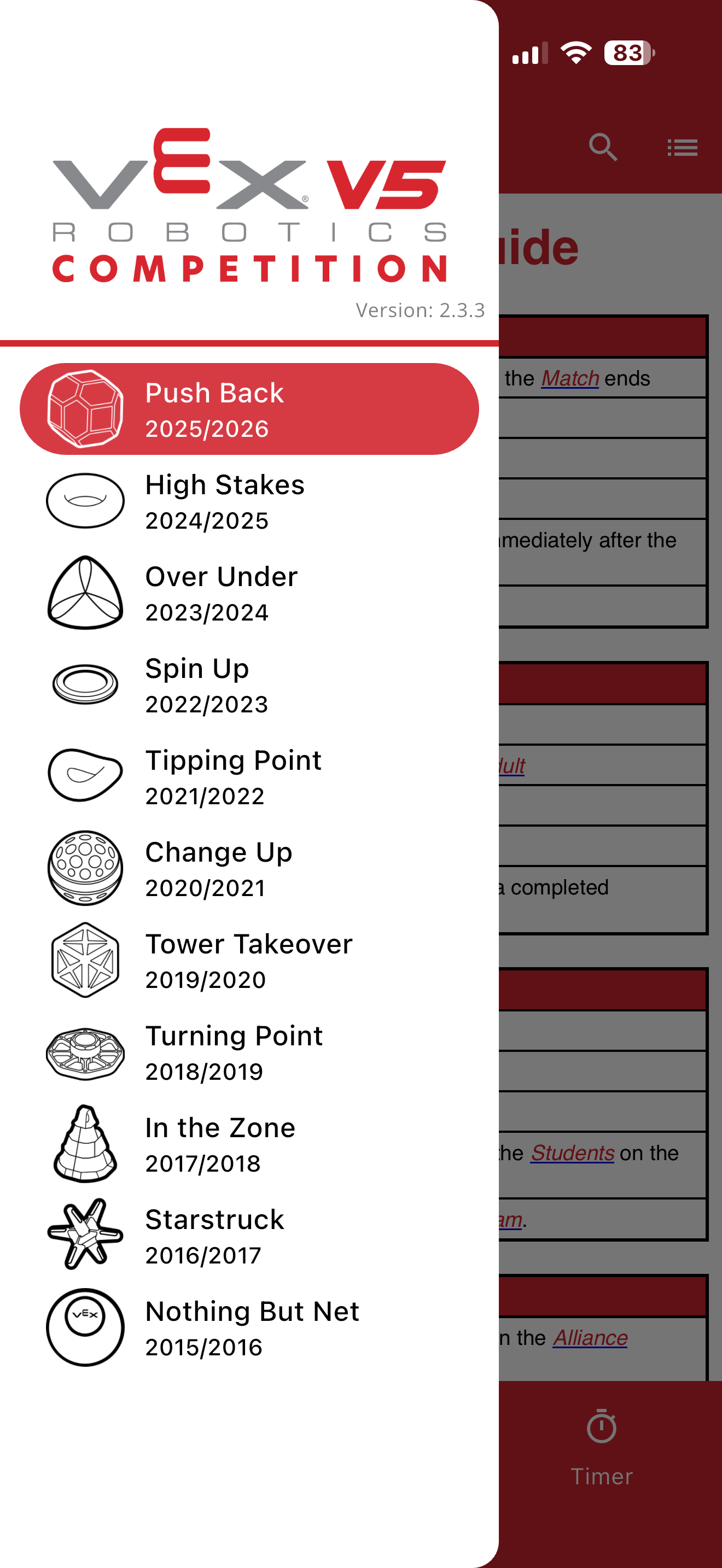 VRC Hub app interface displaying game options.